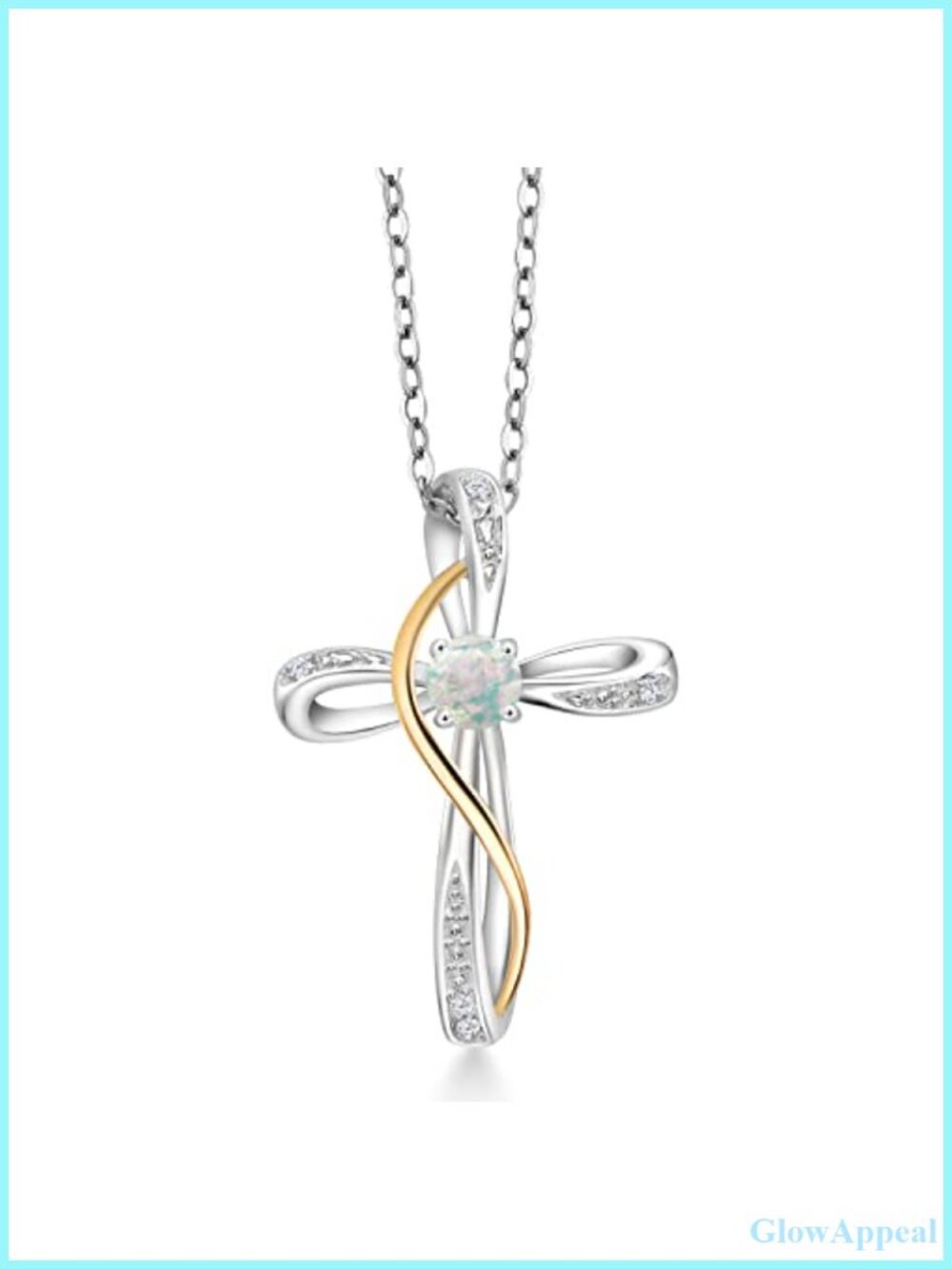 925 Sterling Silver 10K Yellow Gold Infinity Cross Pendant Necklace 18in